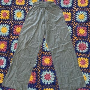 light blue flowey beach pants with synched waist
